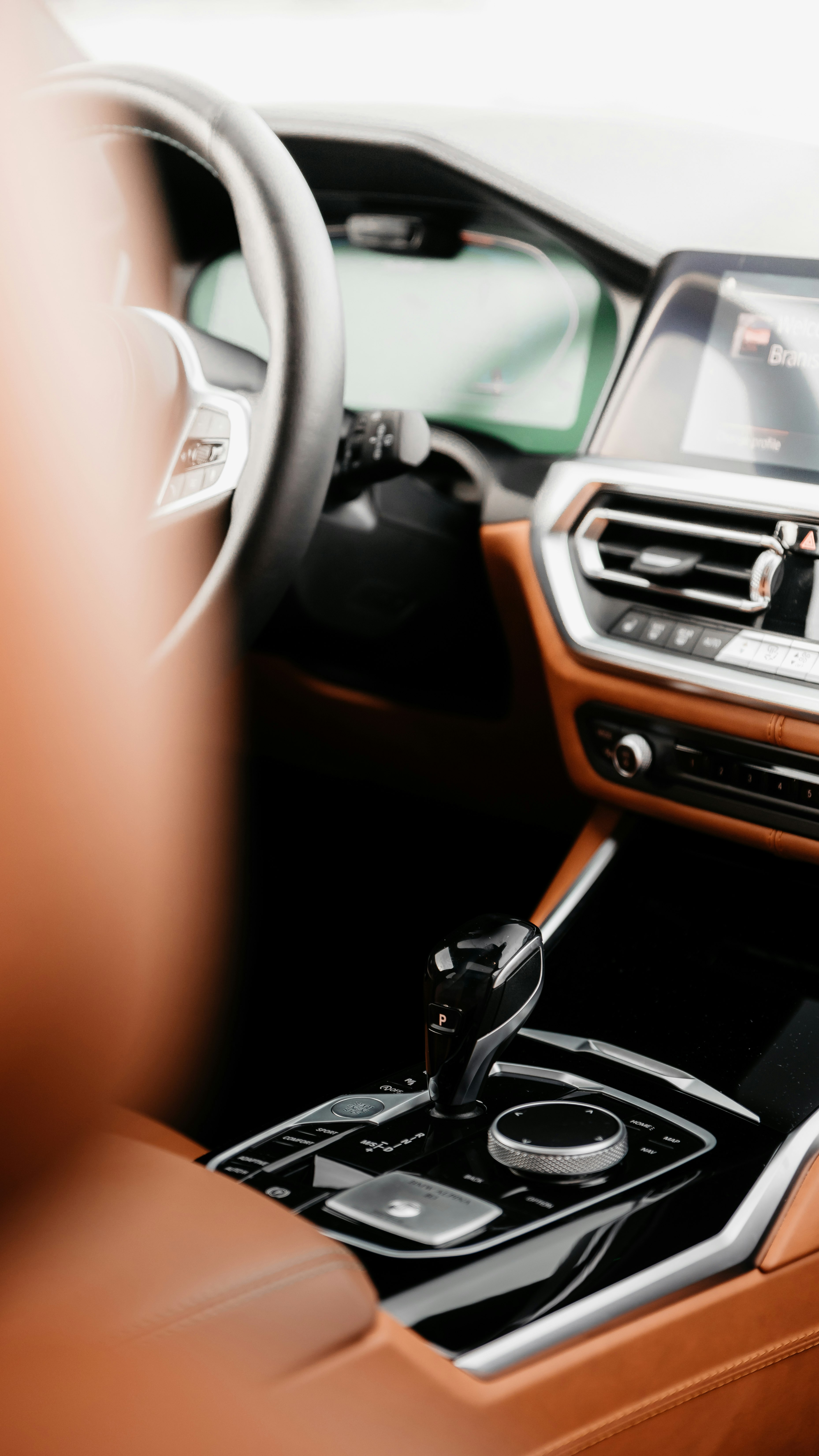 black and brown car interior